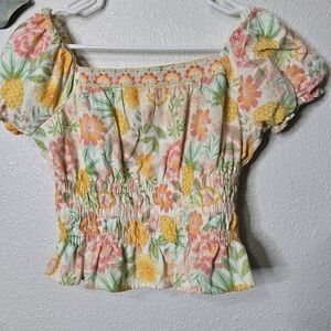 Floral Smocked Puff Sleeve Top